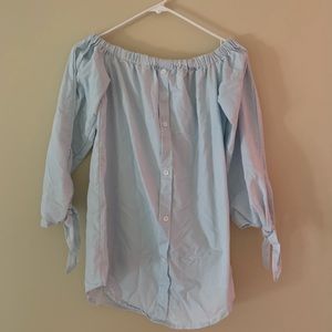 off the shoulder button down illusion shirt/dress